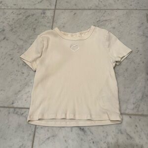 White heart engraved tee shirt